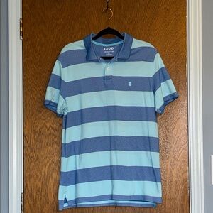 Izod Men's Light and Dark Blue Striped Polo Shirt